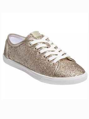 Jack Rogers Lia Canvas Gold Glitter Low Top Fashion Sneaker Size 8.5